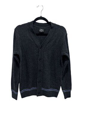 Harry Potter Women's Charcoal Gray Button-Up Cardigan XS With Blue Stripes